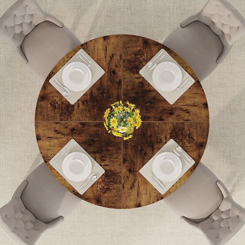 Round Dining Table for 4, 47 Inch Farmhouse Kitchen Table Small Dinner Table