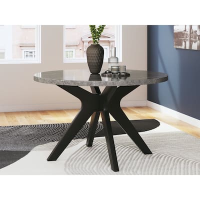 Signature Design by Ashley Glinari Gray/Black Round Dining Table - 48"W x 48"D x 30"H