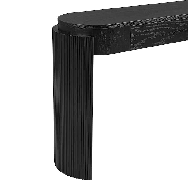 Modern Fluted-Leg Entryway Console Table with Oval Top & Dual Drawers by Harper&Bright Designs