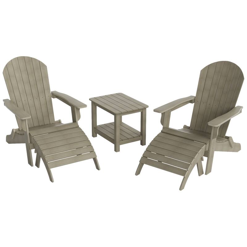 Vineyard HIPS Outdoor Folding Eco-Friendly All Weather Seashell Adirondack Chairs (5-Piece Conversation Set)