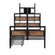 preview thumbnail 7 of 11, Twin Metal Kids Bed Frame with Storage Drawers and Rotatable TV Stand, Black