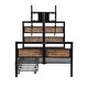preview thumbnail 7 of 11, Twin Size Metal Platform Kids Bed Frame with Headboard, Two Storage Drawers, and Rotatable TV Stand for Bedroom, Black
