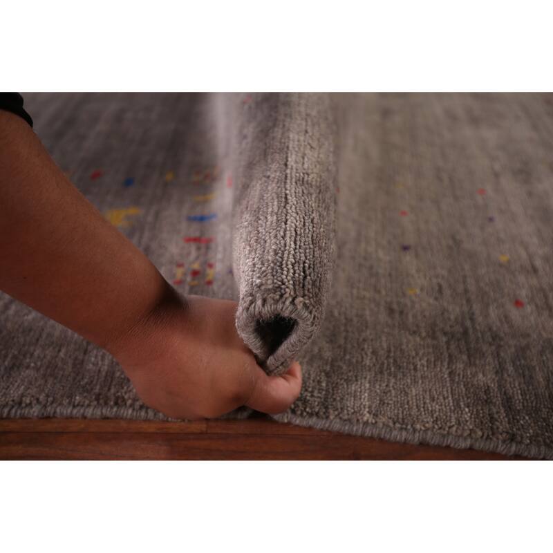 Gabbeh Indian Area Rug Handmade Brown Wool Carpet - 8'2"x 9'9"