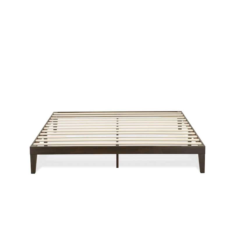 King Size Platform Bed - Modern Wood Bed Frame with Solid Wood Legs - Walnut Finish Bedroom Furniture
