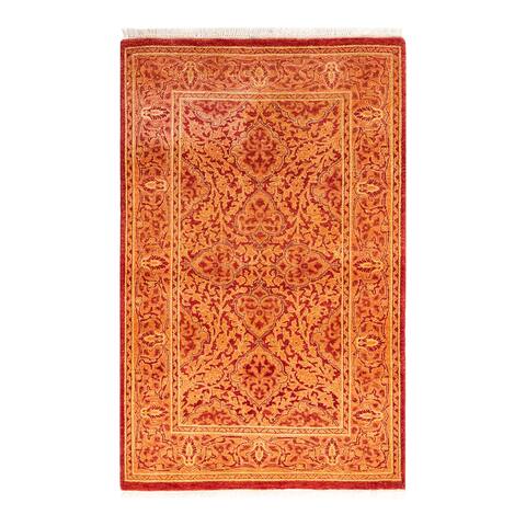 Overton One-of-a-Kind Hand-Knotted Traditional Oriental Mogul Orange Area Rug - 2' 8" x 4' 3"