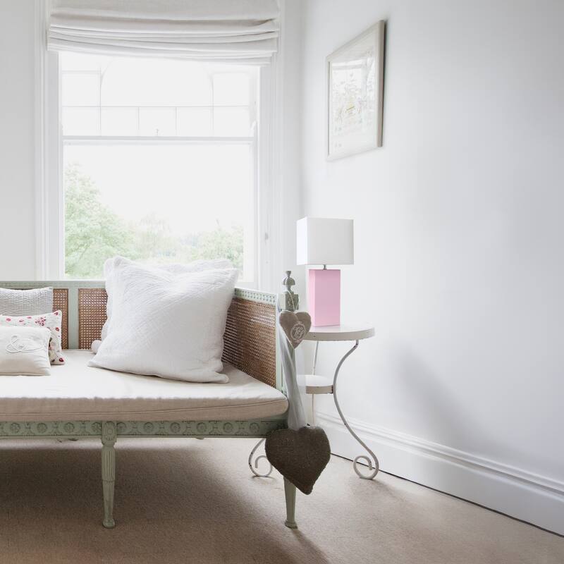 21 in. Brown Finish Table Lamp with Pink Shade, Sturdy Table Lamp for Living Rooms and Bedrooms