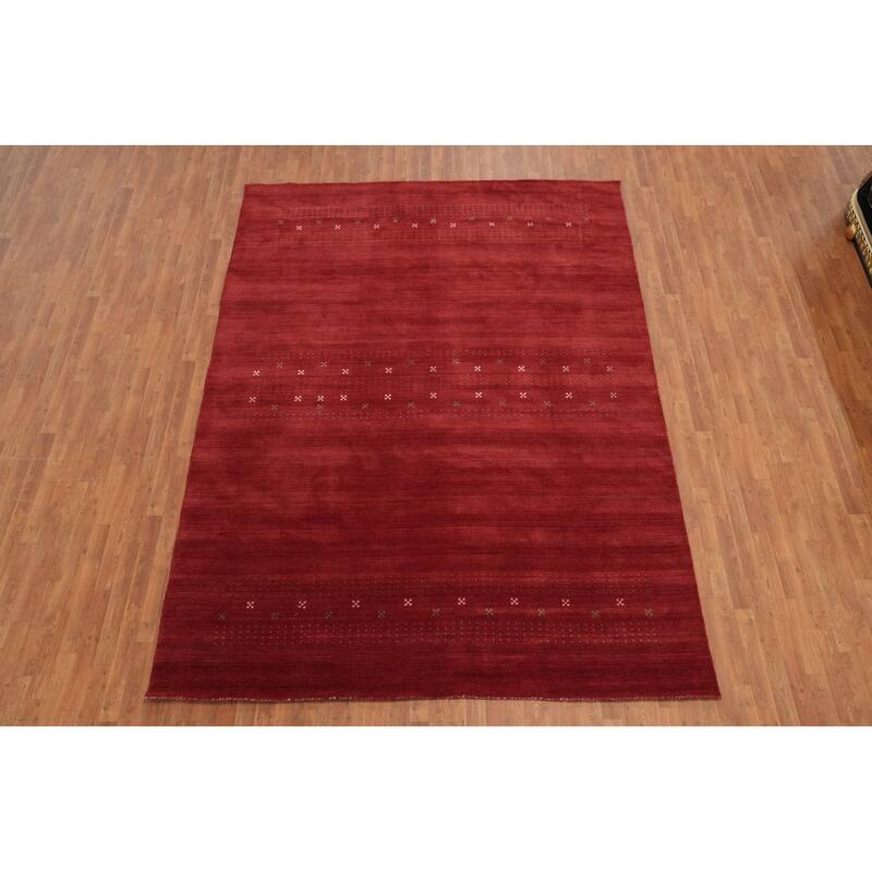 Hand Knotted Oriental 100% Wool Carpet Tribal Tribal Red Gabbeh Area Rug - 11' 3'' X 8' 2''