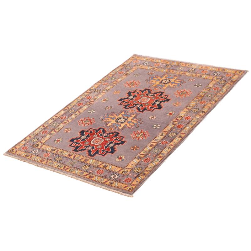 ECARPETGALLERY Hand-knotted Uzbek Ghazni Grey Wool Rug - 4'0 x 5'10