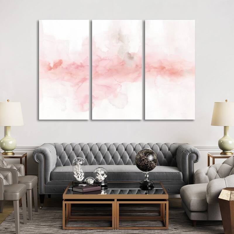 iCanvas "Rainbow Seeds Abstract Blush Gray Crop" by Lisa Audit 3-Piece Canvas Wall Art Set