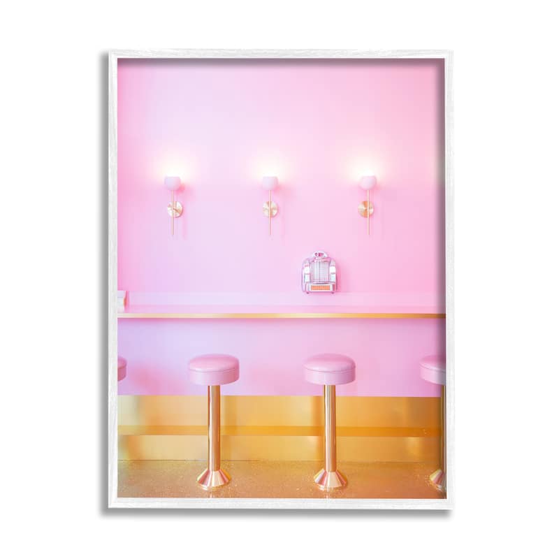 Stupell Pastel Pink Diner Framed Giclee Art Design by LISH Creative - 11 x 14 - White