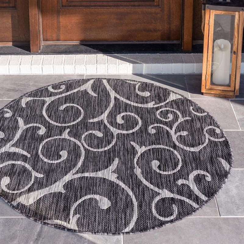 Outdoor Turgh Collection Area Rug - Charcoal Gray - 13' Round