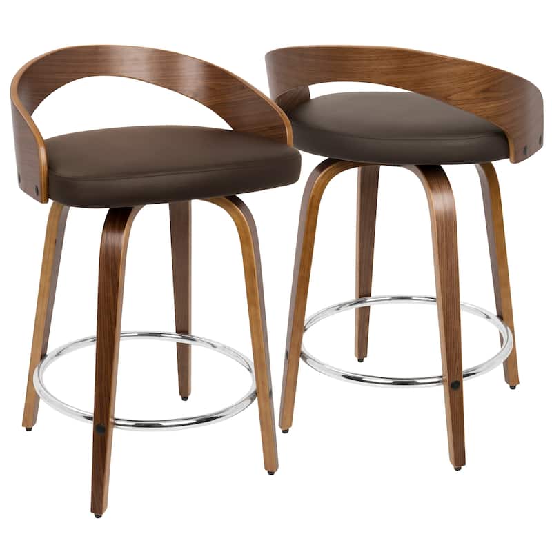 Carson Carrington Stavanger 24" Fixed-Height Counter Stool with Bent Wood Legs & Round Footrest (Set of 2)