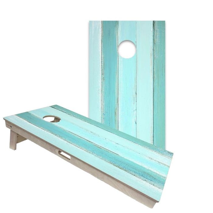 Coastal Wood Plank Regulation 2x4 Cornhole Board Set - All-Weather - Include Carrying Case