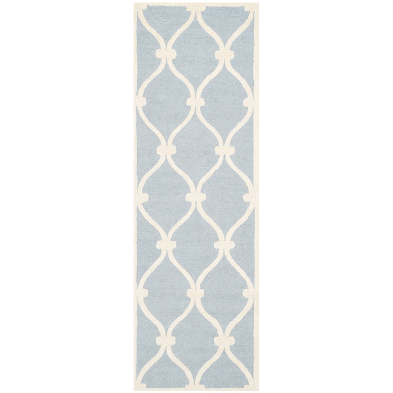 SAFAVIEH Handmade Cambridge Catharien Modern Moroccan Wool Rug - 2'6" x 6' Runner - Blue/Ivory