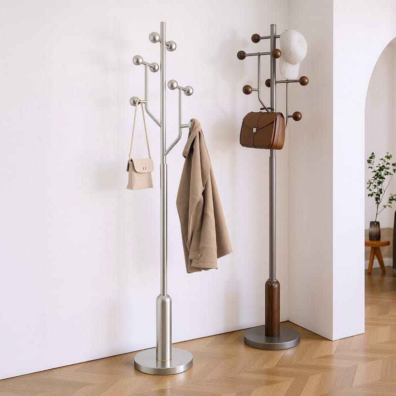 Freestanding Metal Coat Rack Stand Heavy Duty Coat Tree, Single - 70.9"H x 16.9"W(top) x 12.6"Dia(base)