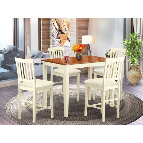 Buttermilk and Cherry Finish Rubberwood 5-piece Counter Height Dining Room Set (Seat's Type Options)
