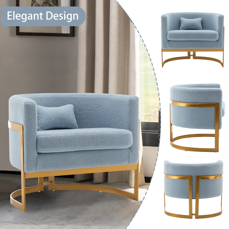 Accent Chair, Velvet Barrel Chair Modern Arm Chair for Living Room