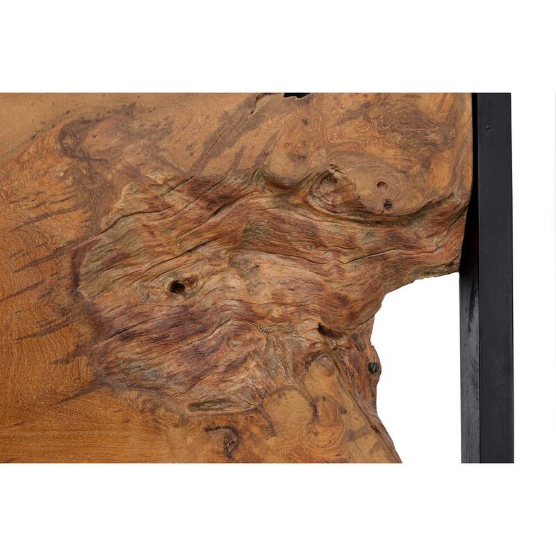 Wood Abstract Handmade Live Edge Wood Slab Wall Decor with Black Frame - Brown - Roche River Decor