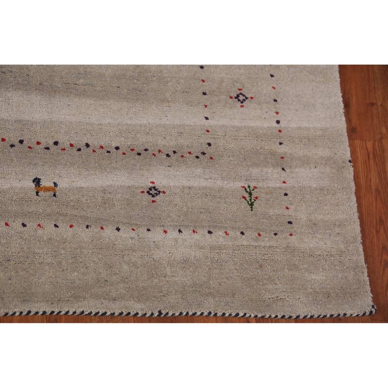 Tribal Gabbeh Oriental Rug Hand-Knotted Contemporary Wool Carpet - 5'9" x 7'8"