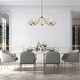 preview thumbnail 4 of 12, Modern Glam Gold 5-Light Wheel Chandelier Globe Colored Glass Lighting for Dining Living Room - W41.5" x H12"