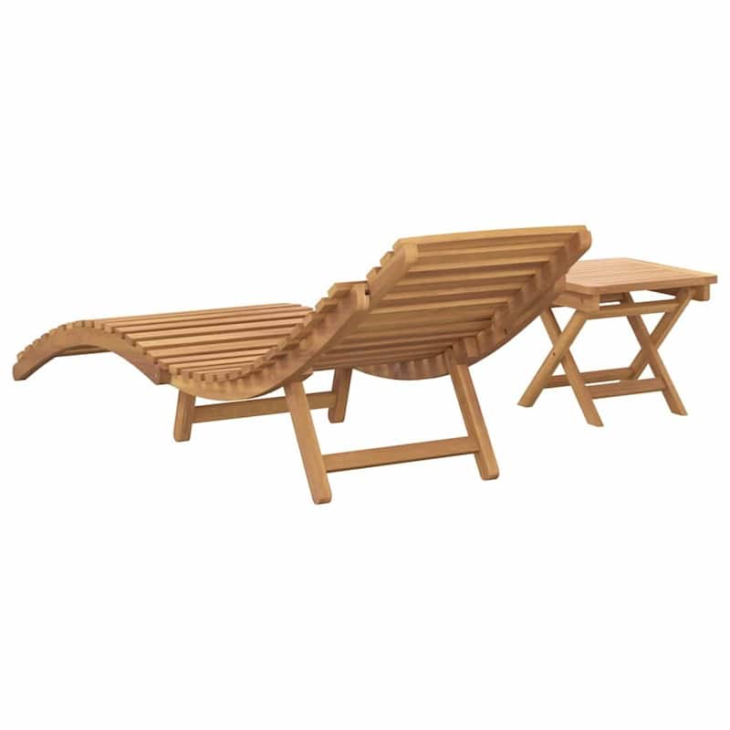 vidaXL Sun Lounger Folding Brown 184 x 55 x 59 cm Solid Teak Wood - 72.4 x 21.7 x 23.2