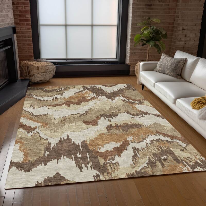 Machine Washable Indoor/ Outdoor Chantille Ombre Abstract Rug