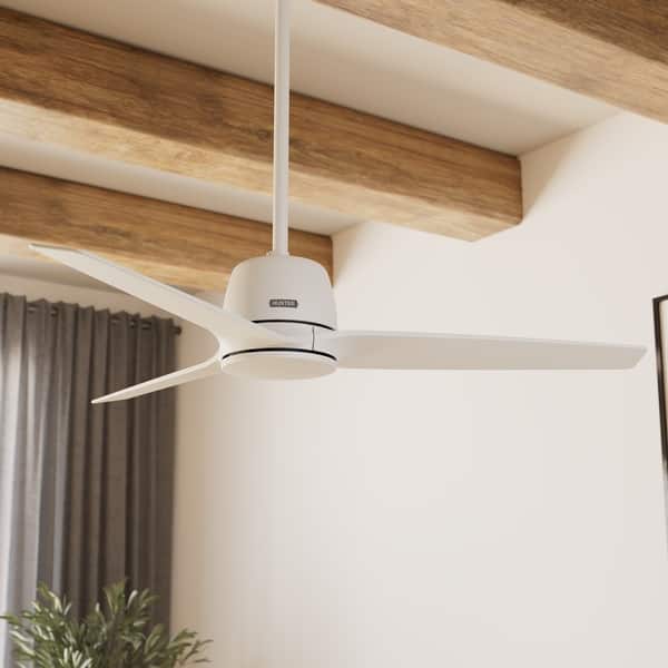 slide 2 of 17, Hunter + Jasmine Roth 52" Malden Ceiling Fan and Handheld Remote - Contemporary, Modern - Designer! Matte White