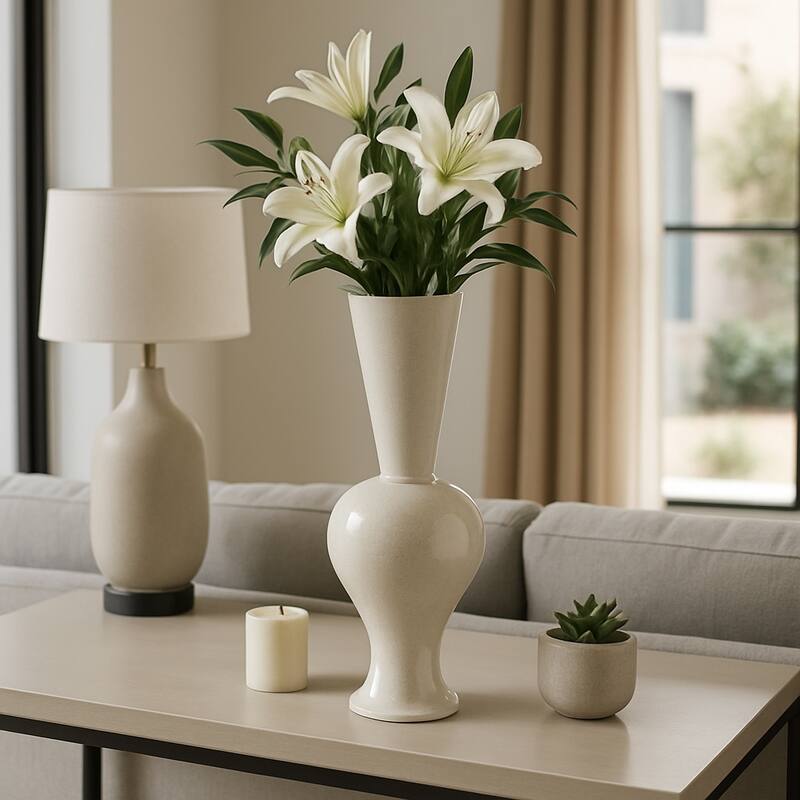 Stoneware Decorative Vase Oversized Tall Flower Sculptural Pedestal