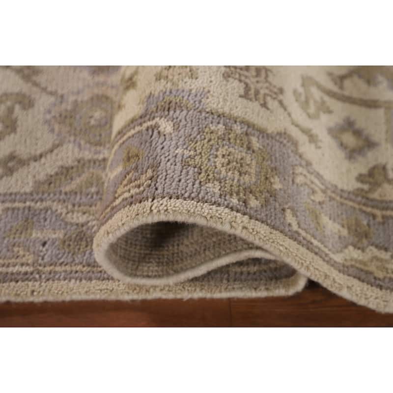 Beige Oushak Oriental Runner Rug Handmade Wool Carpet - 2'7"x 10'0"
