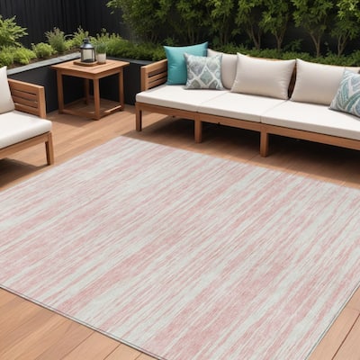 HomeRoots Abstract Modern Rectangle Outdoor Rug