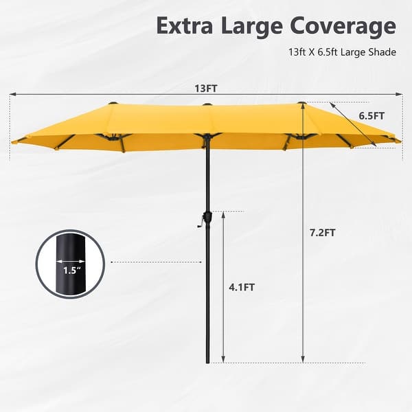 dimension image slide 2 of 12, MAISON ARTS 13ft Double -Sided Patio Umbrella Extra Large with Crank