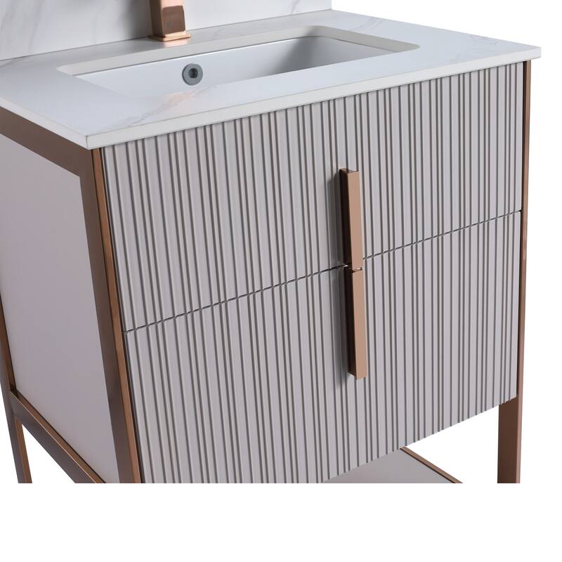 Fine Fixtures Serenity Modern Bathroom Vanity with White Carrara Stone Top