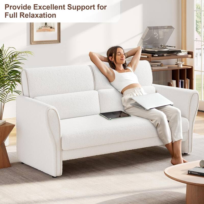 Sofa, Modern Boucle Accent Chair, Plush Upholstered Armchair, Comfortable Lounge Chair