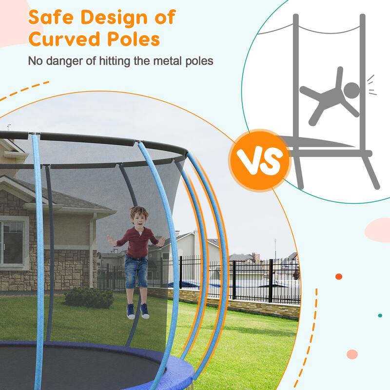 14FT Trampoline, Recreational Trampolines with Enclosure Net and Ladder