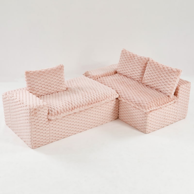 L-Shaped Sleeper Sectional Sofa Convertible Straight Sofa, Loveseat and Chaise Lounge Set for Living Room