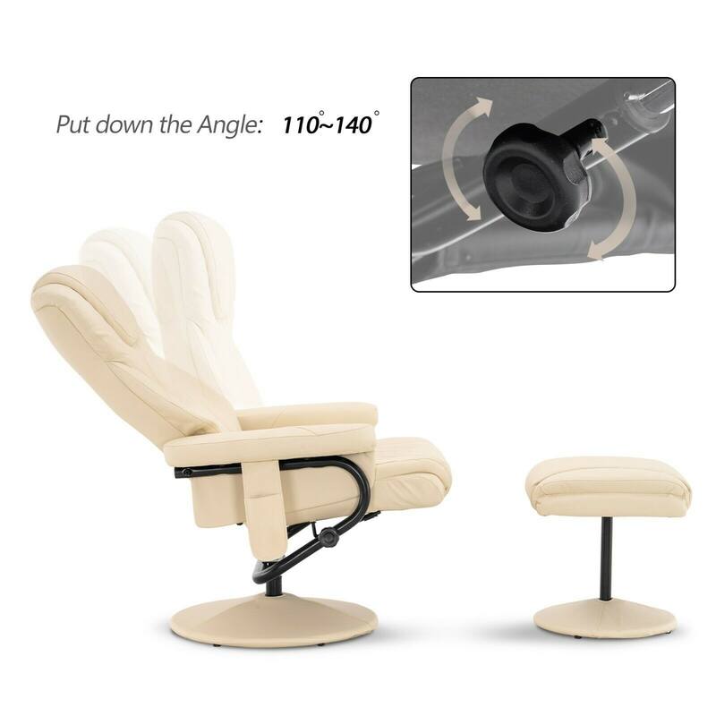MCombo Faux Leather Swivel Massage Recliner with ottoman