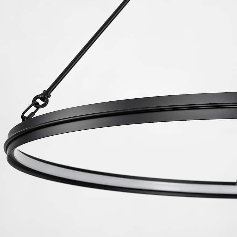 Modern Black/Gold Integrated LED Large Wagon Wheel Chandelier - Black