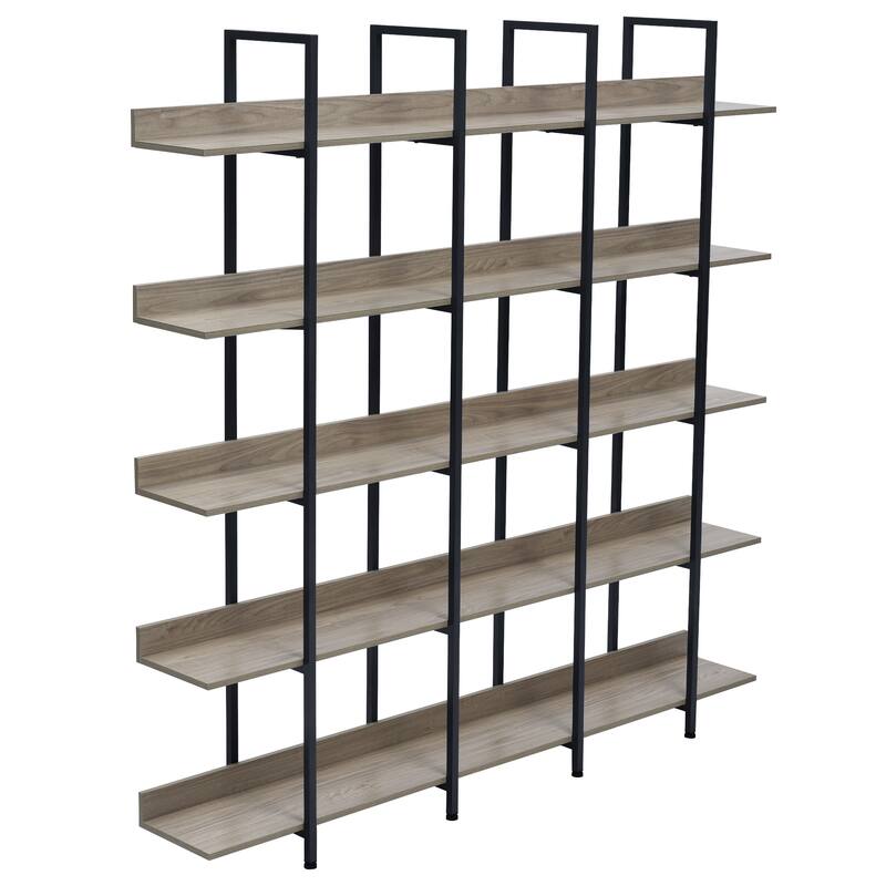 5 Tier Bookcase Home Office Open Bookshelf with Metal Frame - 70.90* 11.80 * 70.90