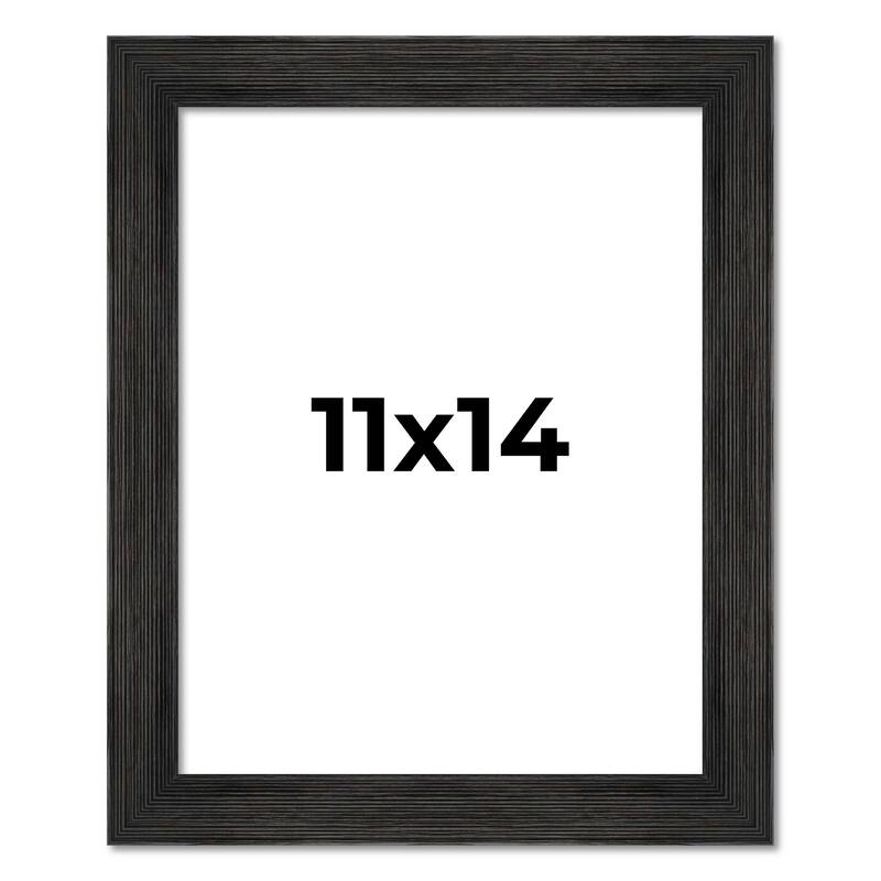 11x14 Black Rustic Wide Barnwood Picture Frame - UV Acrylic, Foam Board Backing, Hanging Hardware - Holds 11x14 Photo