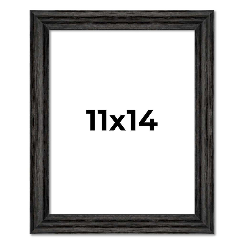 11x14 Black Rustic Wide Barnwood Picture Frame - UV Acrylic, Foam Board Backing, Hanging Hardware