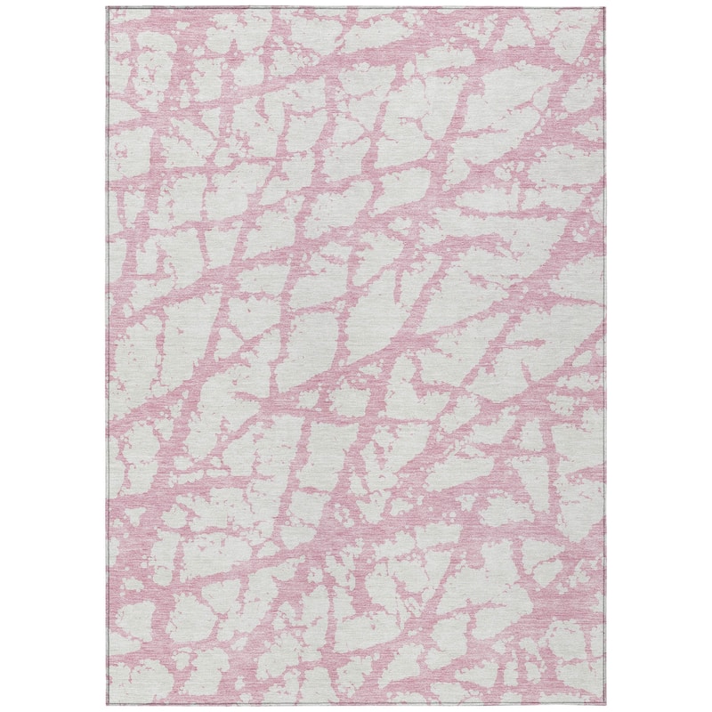 Machine Washable Indoor/ Outdoor Abstract Contemporary Chantille Rug