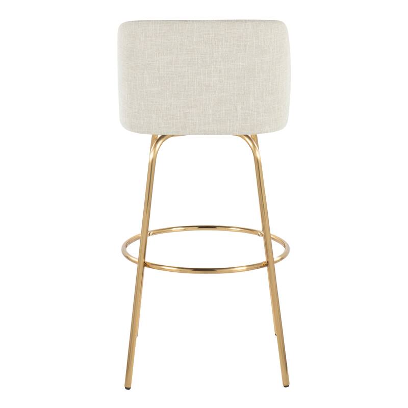 Silver Orchid Vallberga 30" Fixed-Height Bar Stool with Metal Base & Round Gold Footrest (Set of 2)