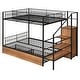 preview thumbnail 14 of 26, Industrial Minimalist Twin Over Full Metal Bunk Bed with Drawer and Lateral Storage Ladder and Wardrobe
