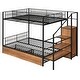preview thumbnail 14 of 26, Multiple Features and Sturdy Design Twin Over Full Metal Bunk Bed with Drawer and Lateral Storage Ladder and Wardrobe,
