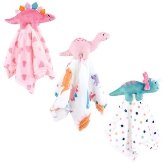 Hudson Baby Girls Animal Face Security Blanket, Cute-A-Saurus 3-Pack, One Size - Cute-A-Saurus 3-Pack - One Size