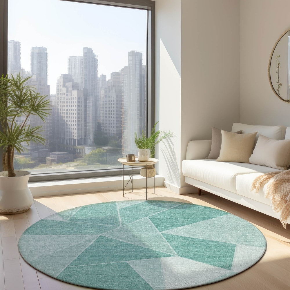 Machine Washable Indoor/ Outdoor Chantille Modern Mosaic Rug