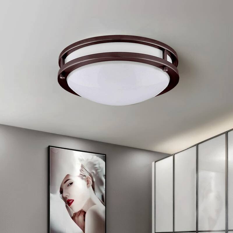 Amax Lighting 35W LED flush mount fixture in Brush Nickel Finish - Bronze White