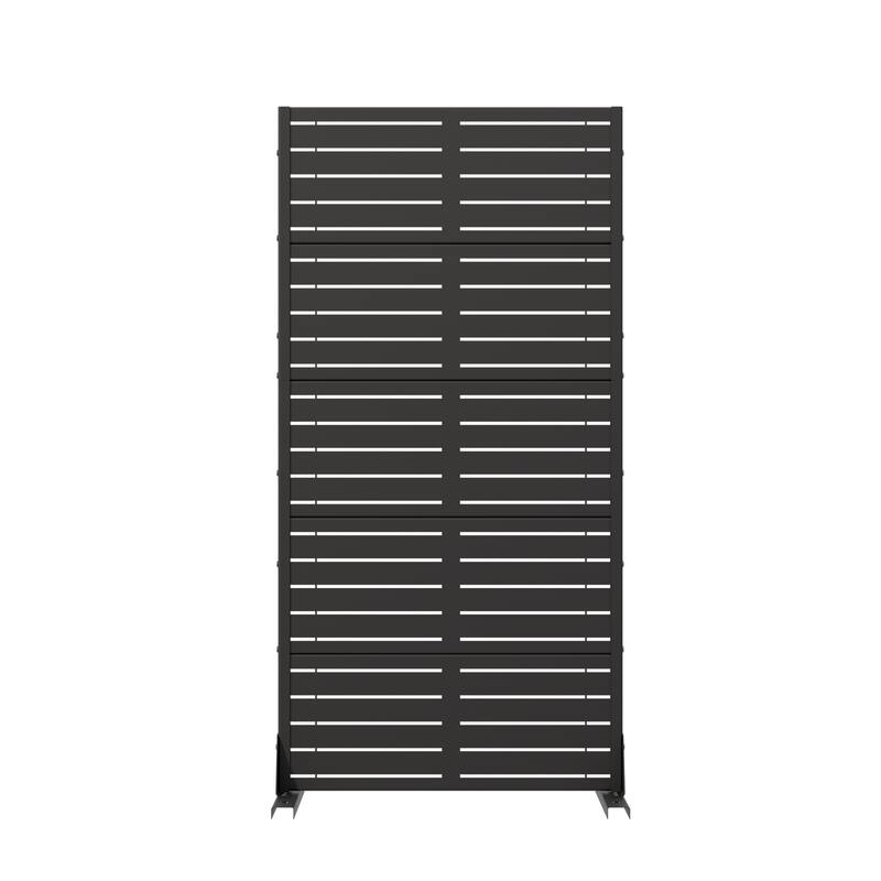 Outdoor Privacy Screen with Stand Freestanding Metal Privacy Fence, Decorative Screen Panel - Black - 60" H x 59" W