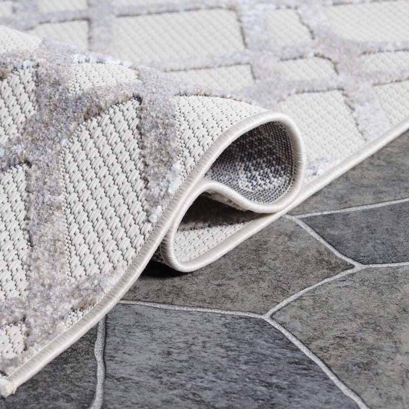 Superior Modern Geometric Abstract Indoor Outdoor Area Rug