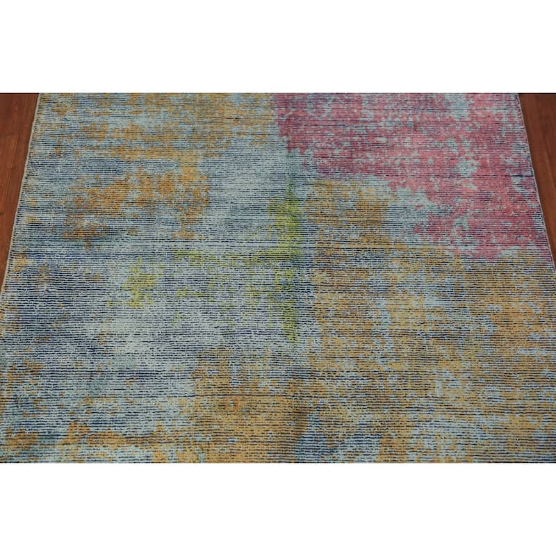 Contemporary Abstract Indian Rug Hand-Knotted Wool Carpet - 4'9"x 6'10"